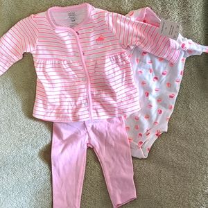 New! Carter's 3pc baby girl outfit 3M